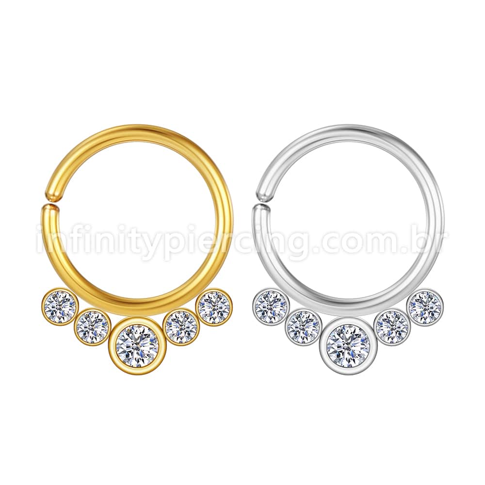 Piercing Argola Aço Cirúrgico Indiano Zircônia